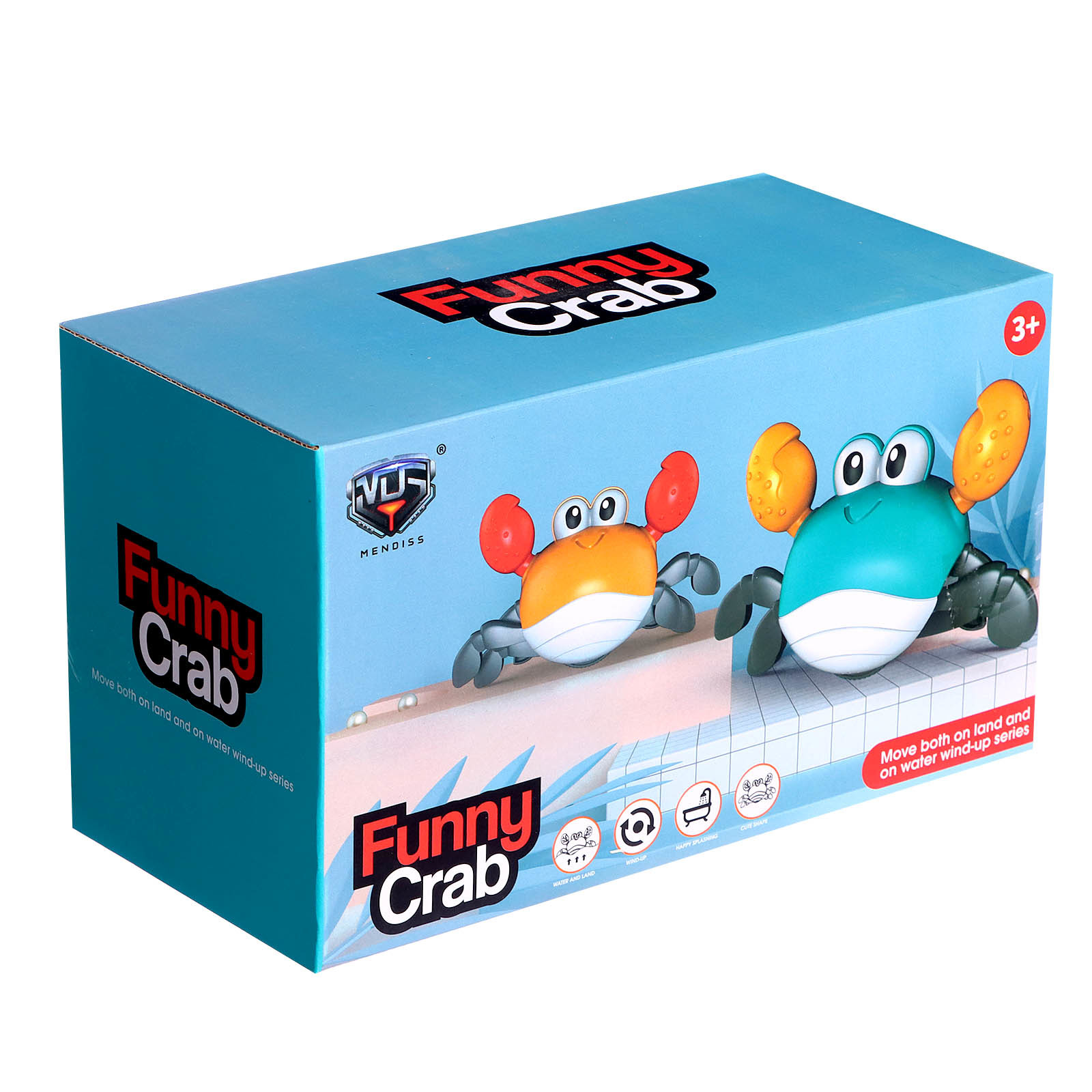 Игрушка для воды Mendiss Funny Crab — краб для ванной и суши, развивает координацию движений Забавный заводной краб Mendiss серии Funny Crab: игрушка для детей от 3 лет, подходит для игр в ванной и на суше